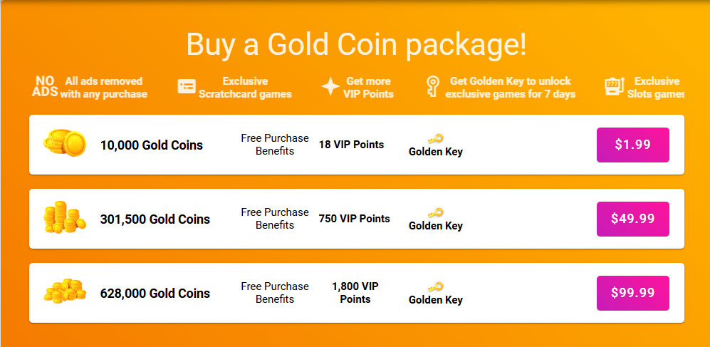 Supported Purchase Packages at Pulsz Casino
