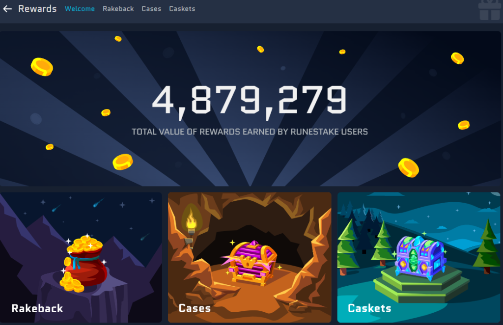 Rakeback and Casket Rewards at Runestake Casino