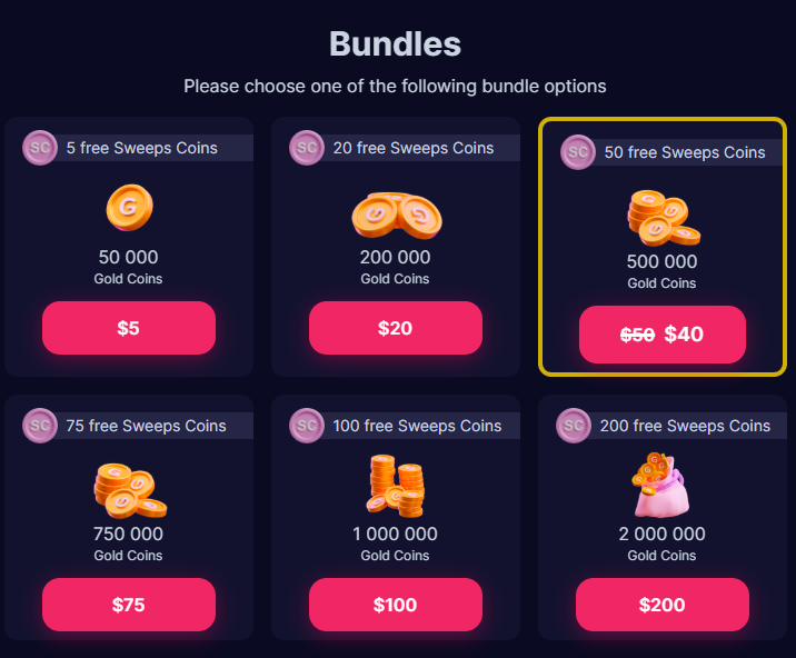 Bundles at Chanced Casino