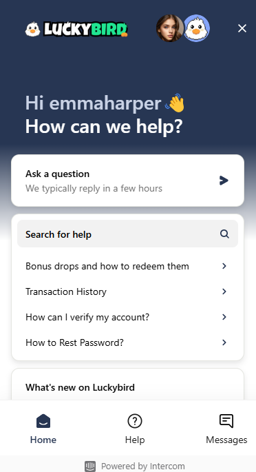 LuckyBird.io Casino UX