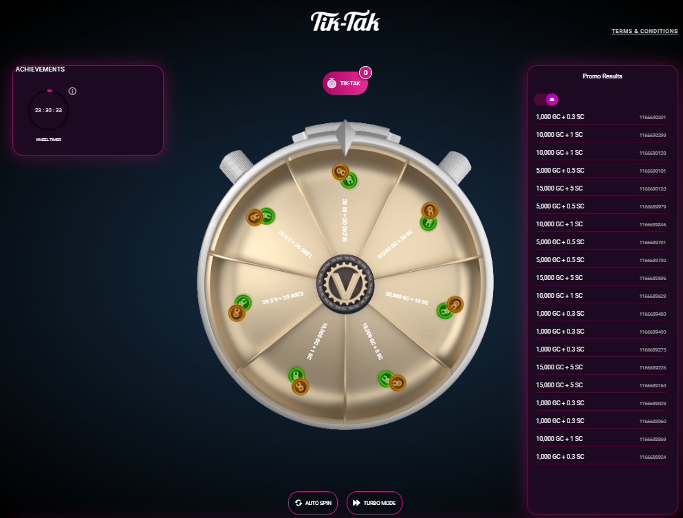Tik Tak Wheel at Vivaro Social Casino Works