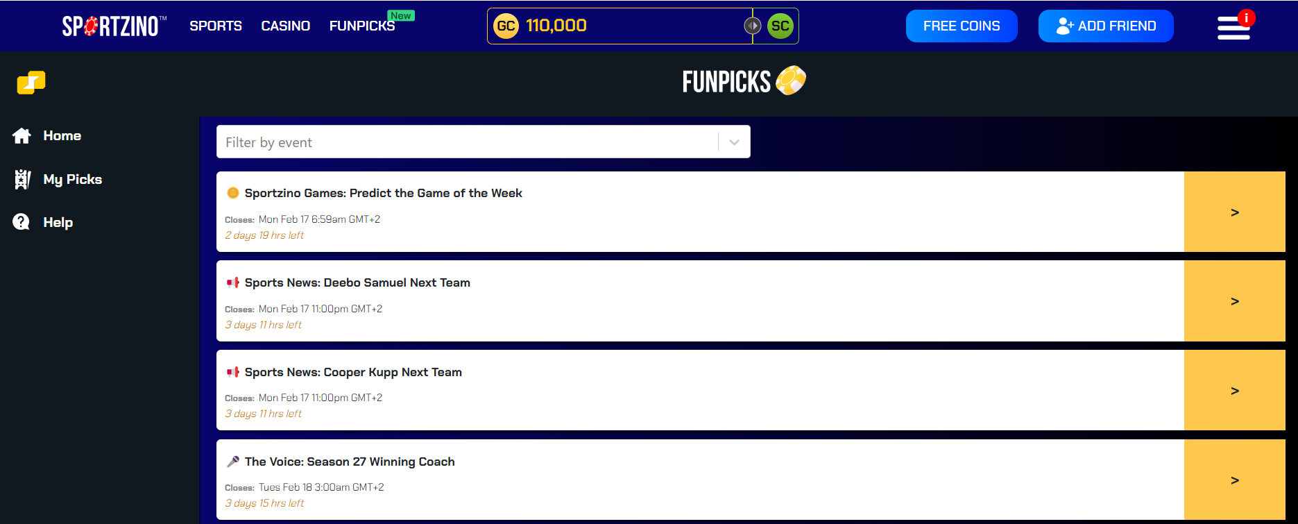 FunPicks at Sportzino