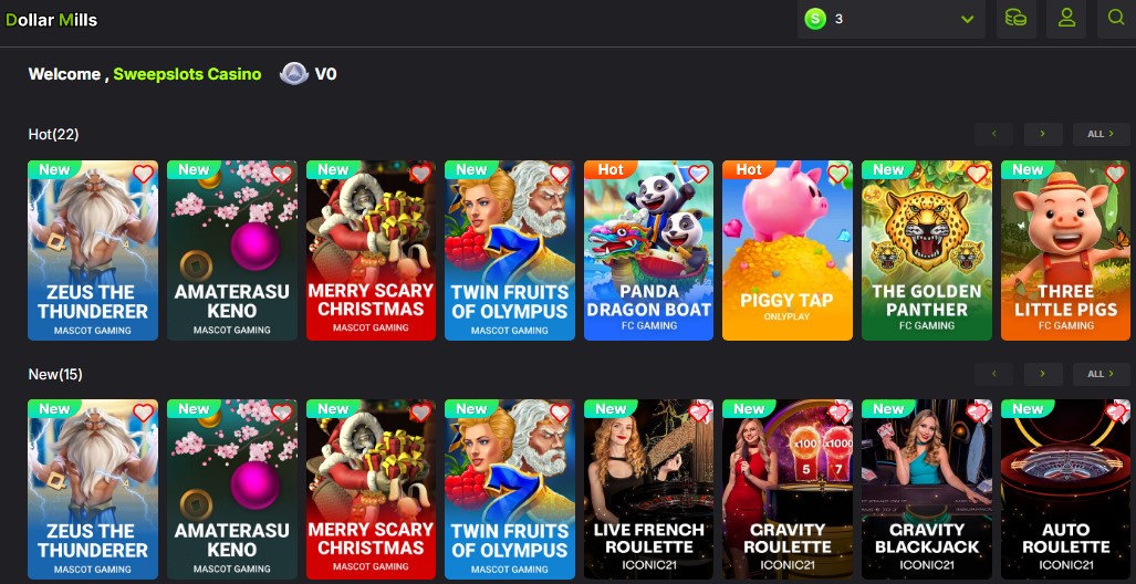 Dollar Mills Sweepstakes Casino Review