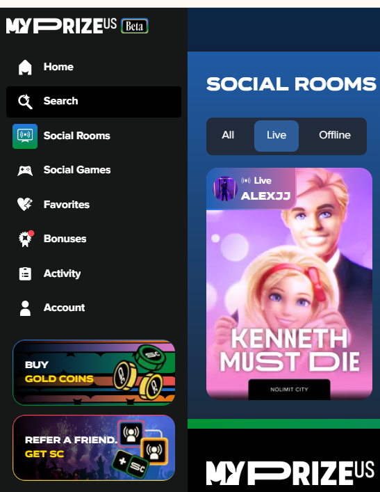 MyPrize.us Casino UX