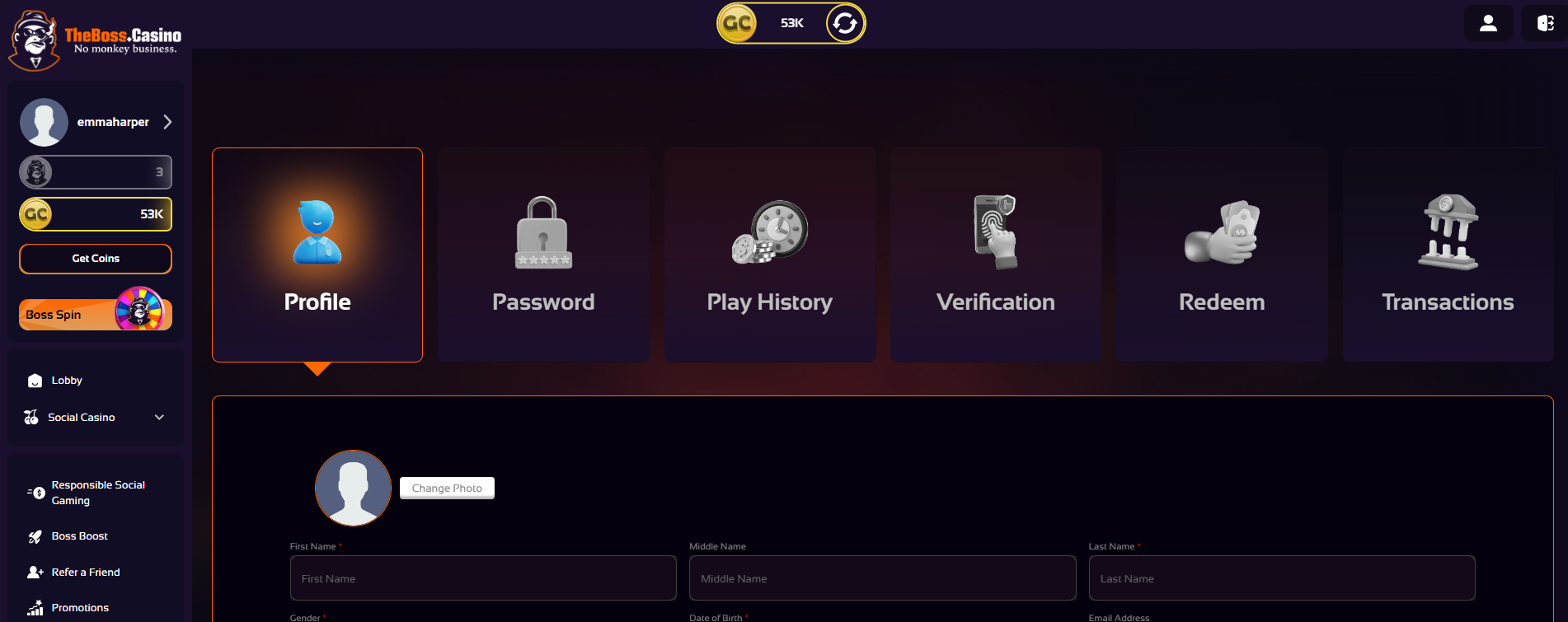 TheBoss.Casino UX