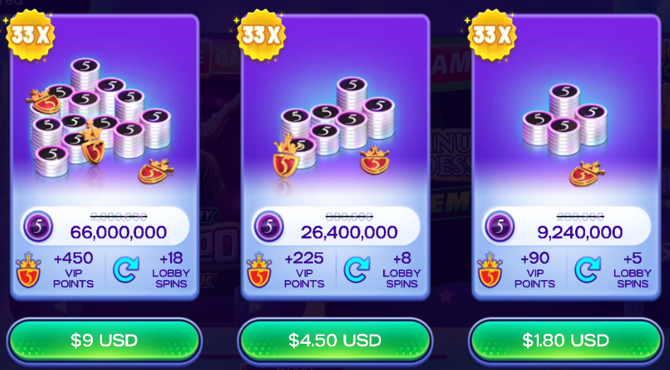 Supported Purchase Packages at High 5 Casino