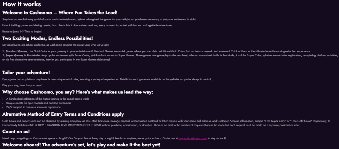 How Cashoomo Social Casino Works