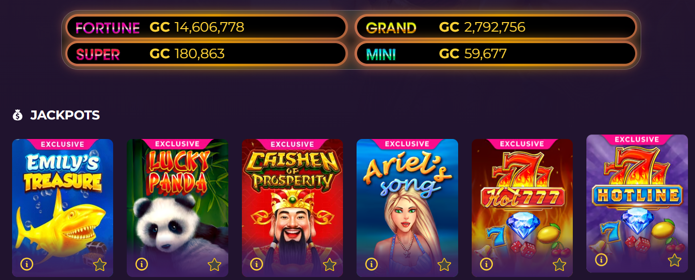 Jackpots at Fortune Coins Casino