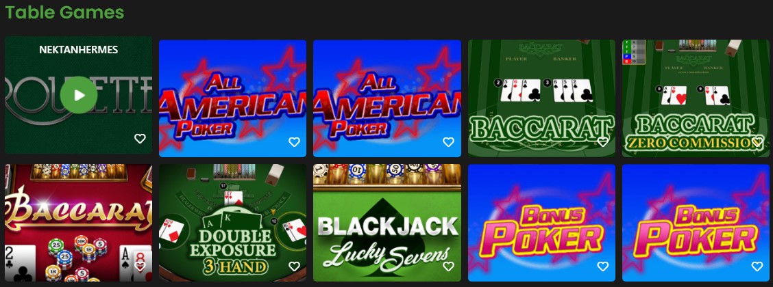 Table Games at Wild World Casino